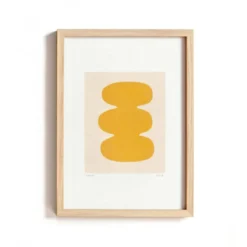 Set de 3 peintures abstraites jaune signée Eawy