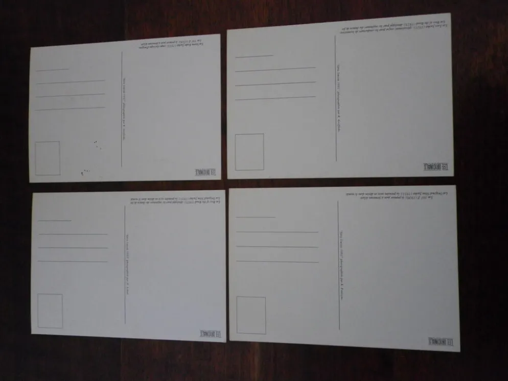 Set de 4 photographies cartes postales série limitée de 1992, en noir et blanc