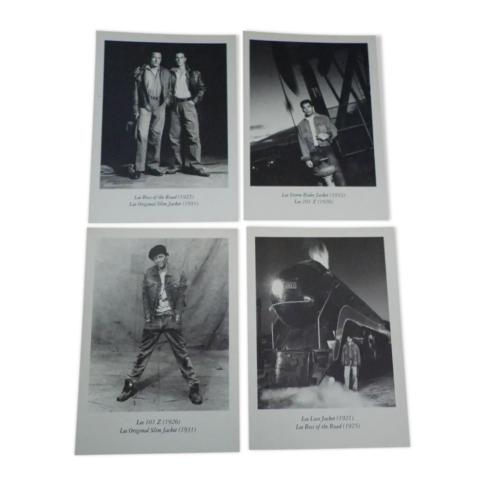 Set de 4 photographies cartes postales série limitée de 1992, en noir et blanc
