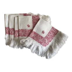 Set de 5 serviettes blanches et rouges
