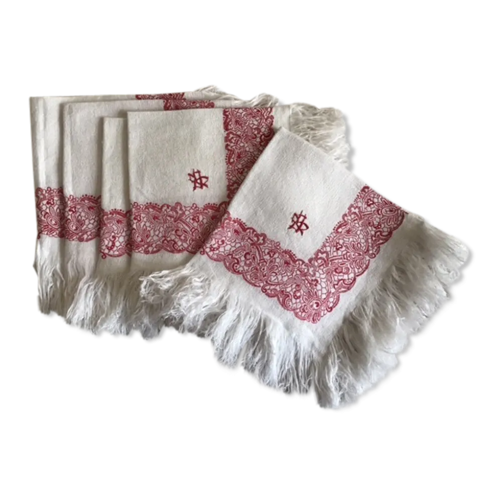 Set de 5 serviettes blanches et rouges