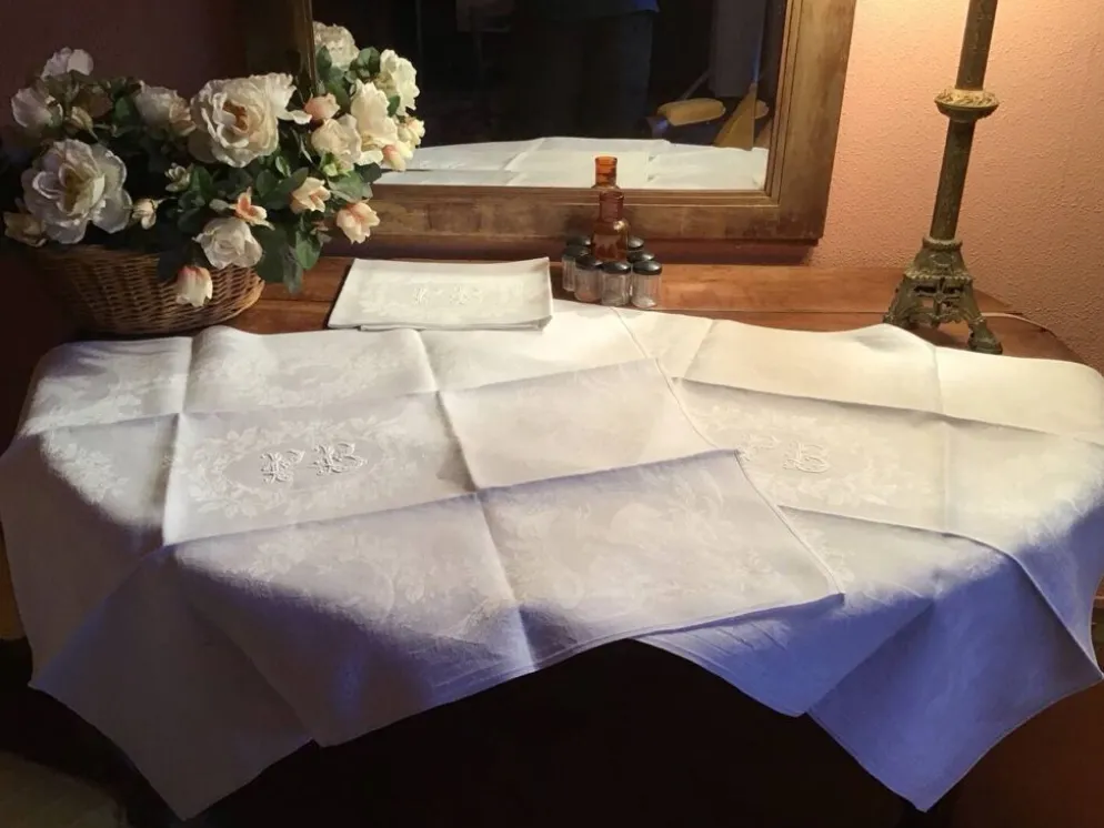 Set de 6 serviettes de chasse 19eme marquées « PB »