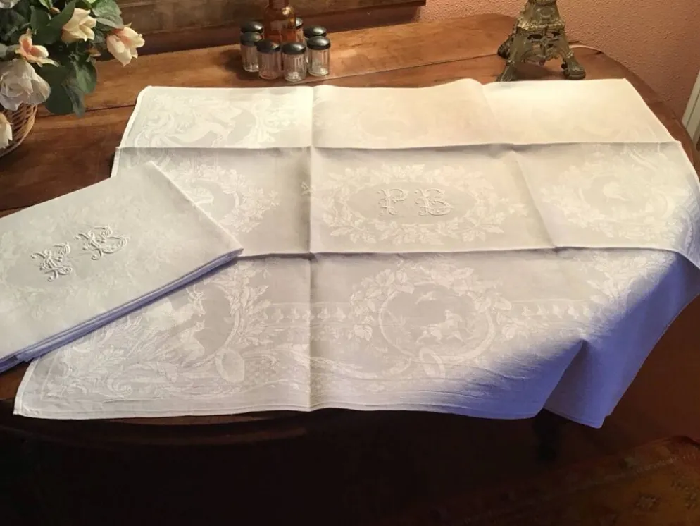 Set de 6 serviettes de chasse 19eme marquées « PB »