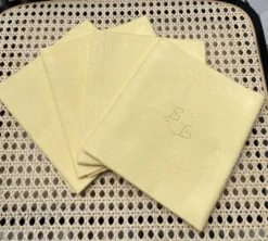 set de 4 serviettes monogrammées EL teintes jaune