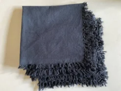 Set de 4 serviettes 1960 Riviera en toile à franges nouées