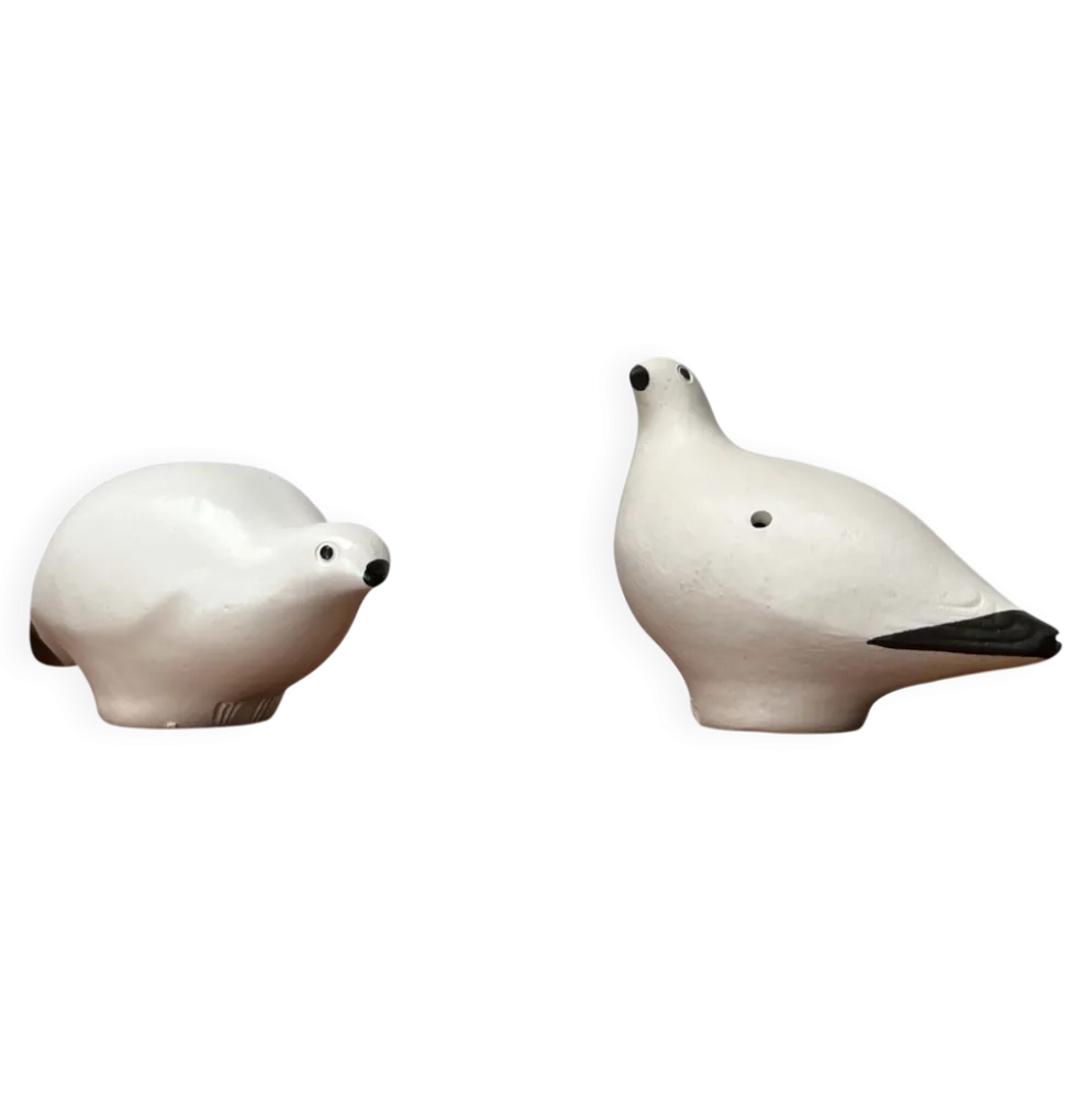 Sifflets d'oiseaux en céramique faits main vintage Riekko de Punainen Paja et Lintupaja, Finlande, années 1970, lot de 2