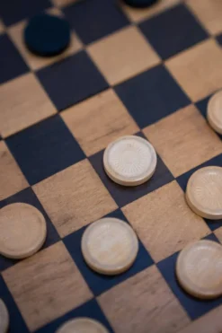 Small game of travel checkers, beech wood, 1970
