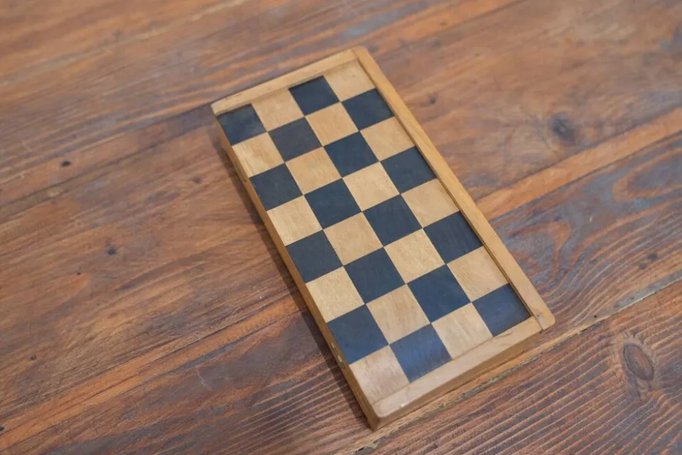 Small game of travel checkers, beech wood, 1970