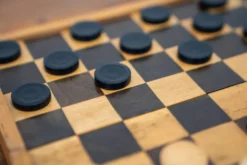 Small game of travel checkers, beech wood, 1970