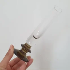 Soliflore en verre et pied marron fumé