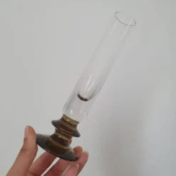 Soliflore en verre et pied marron fumé