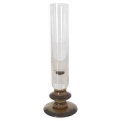 Soliflore en verre et pied marron fumé