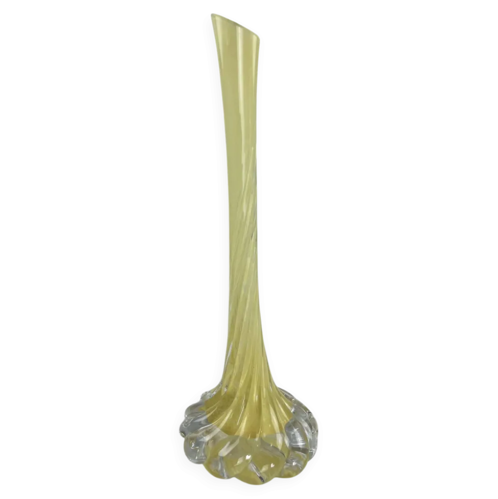 Soliflores en verre d’art jaune torsadé
