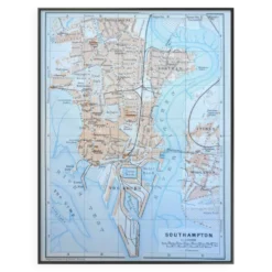 Southampton, Angleterre, plan original imprimé en 1913.
