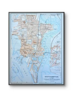 Southampton, Angleterre, plan original imprimé en 1913.