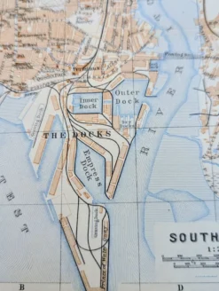 Southampton, Angleterre, plan original imprimé en 1913.