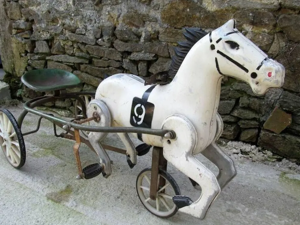 Soviet USSR childs pedal horse car antique vintage childs toy treasure 1950