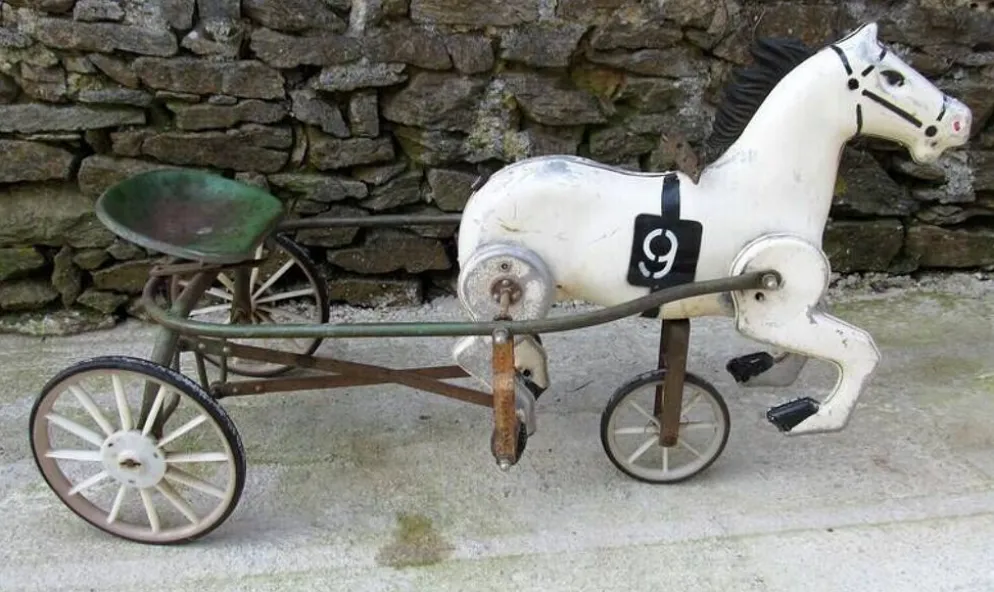 Soviet USSR childs pedal horse car antique vintage childs toy treasure 1950