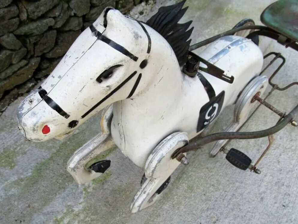 Soviet USSR childs pedal horse car antique vintage childs toy treasure 1950