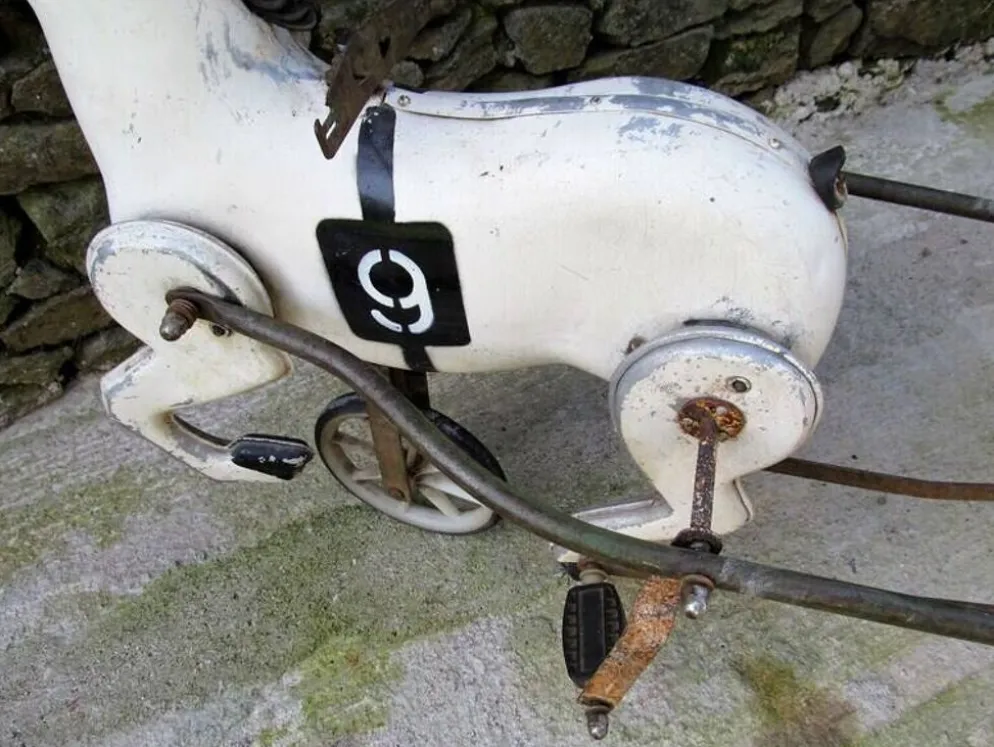Soviet USSR childs pedal horse car antique vintage childs toy treasure 1950
