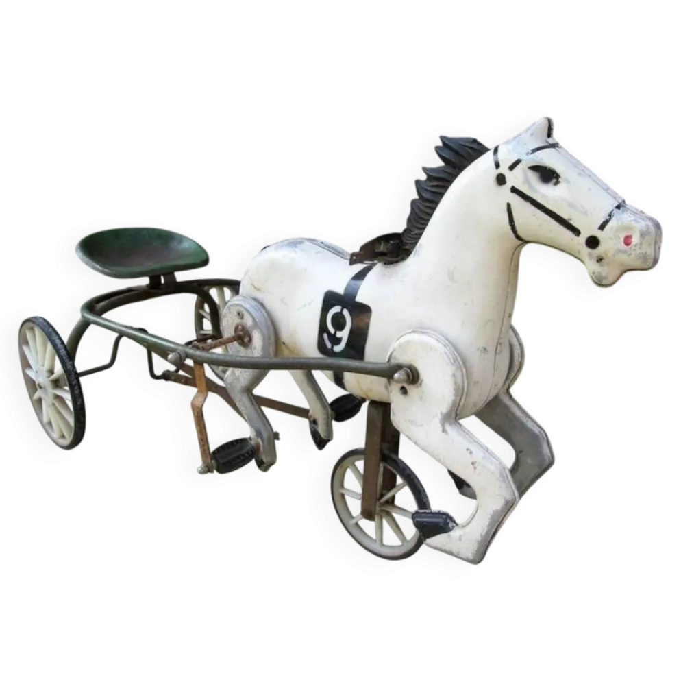 Soviet USSR childs pedal horse car antique vintage childs toy treasure 1950