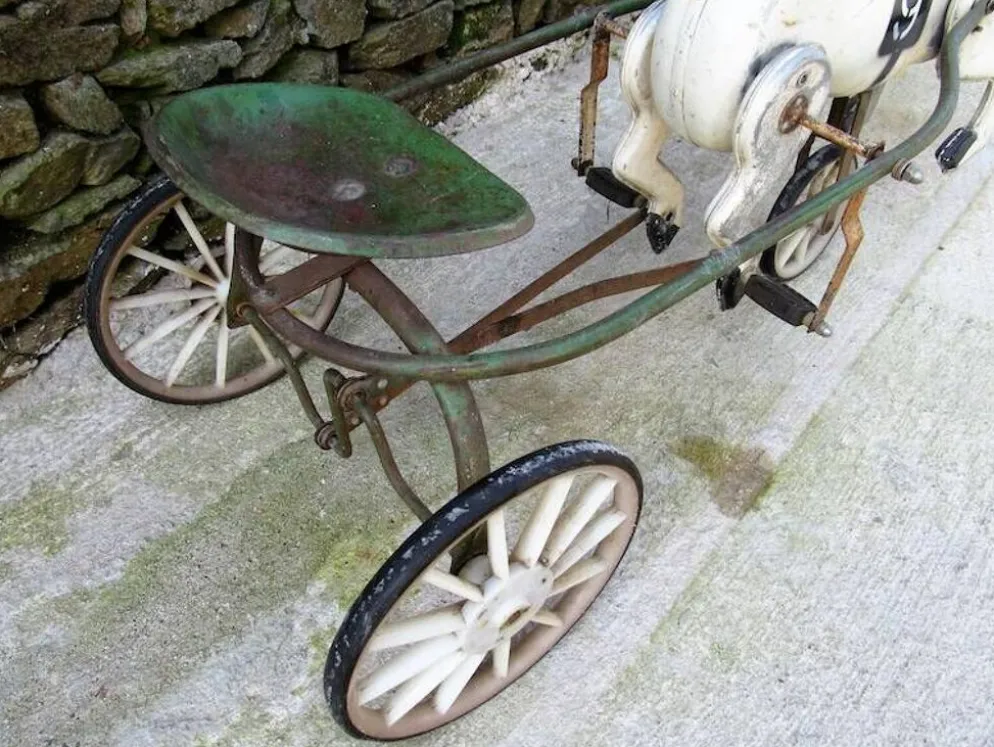 Soviet USSR childs pedal horse car antique vintage childs toy treasure 1950