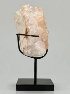 Sphère en calcite bandée (onyx marbre) et cristal de calcite sur socles