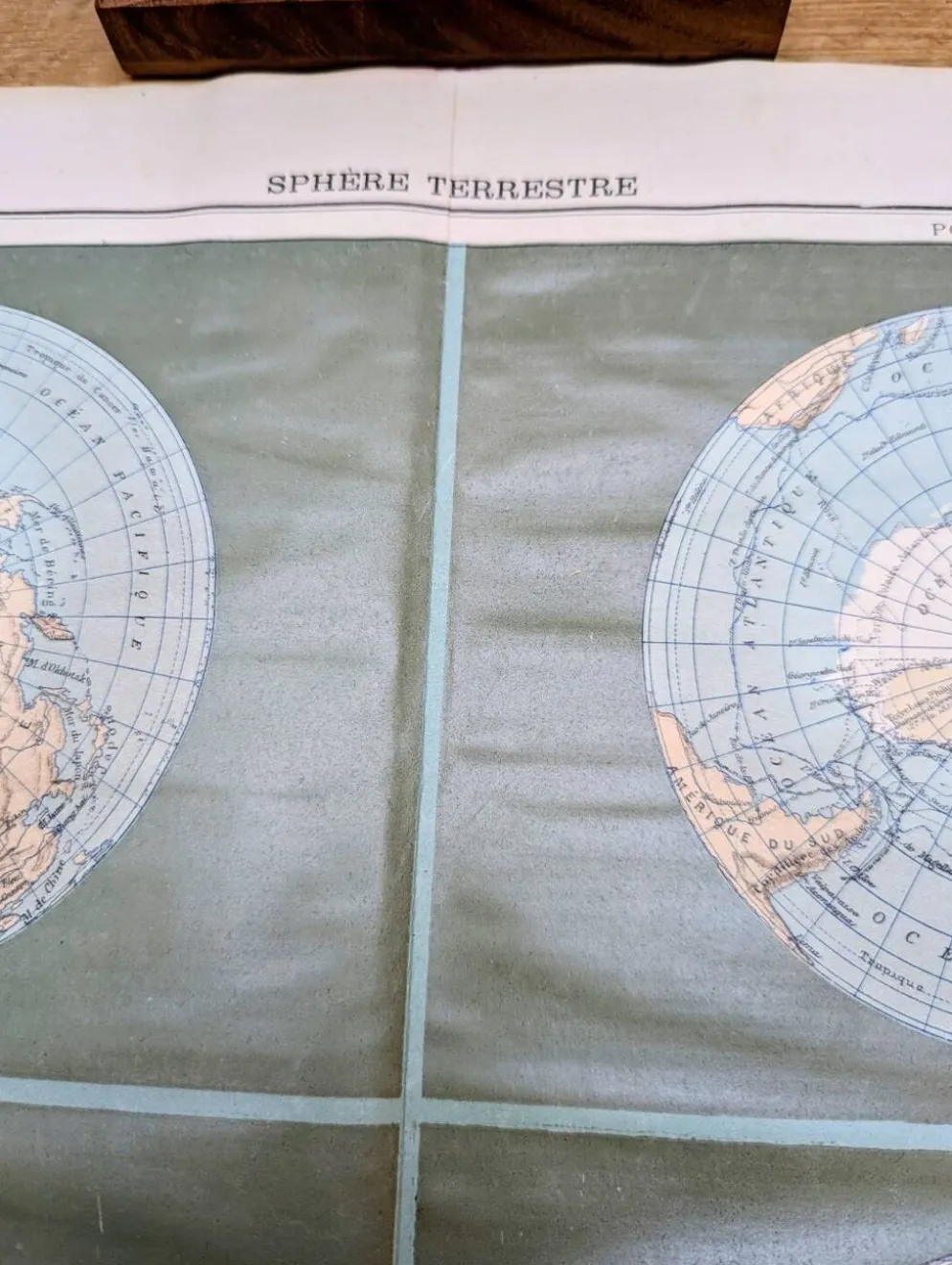 Sphère Terrestre, carte originale imprimée en 1907.
