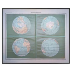 Sphère Terrestre, carte originale imprimée en 1907.