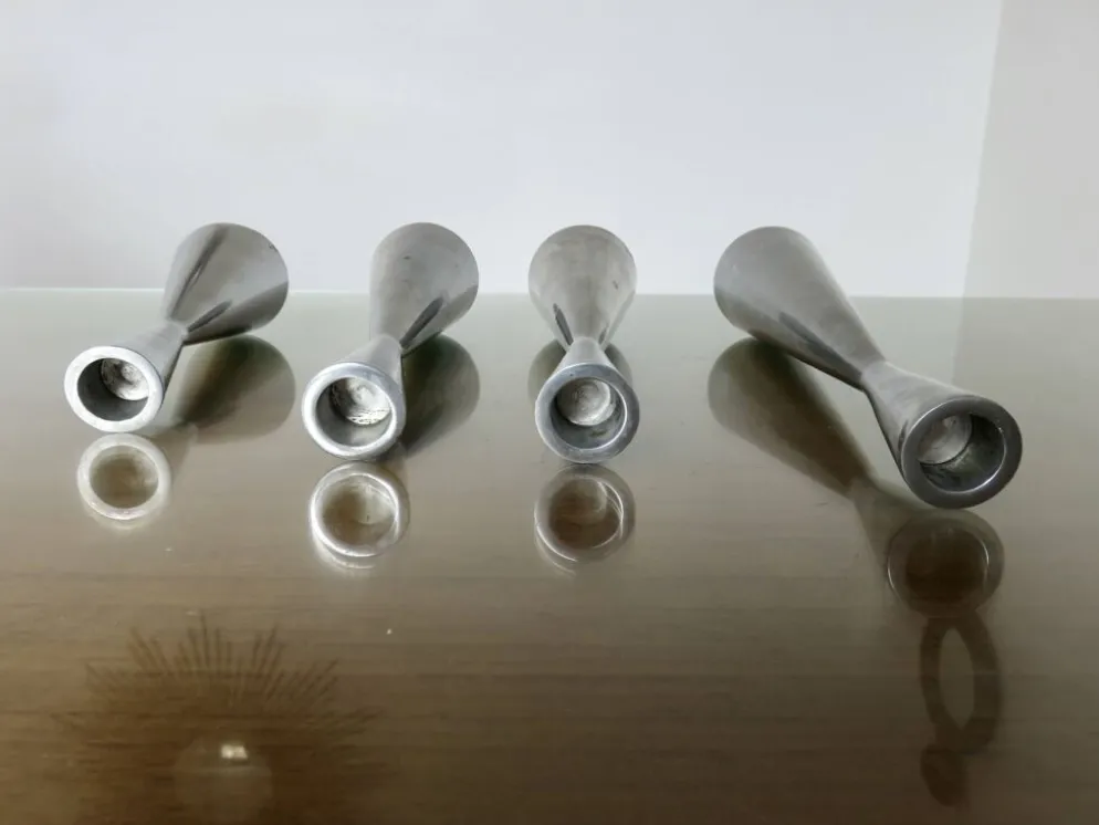 Série de 4 bougeoirs "göta" Erika Pekkari pour Ikea, fonte d'aluminium 1990