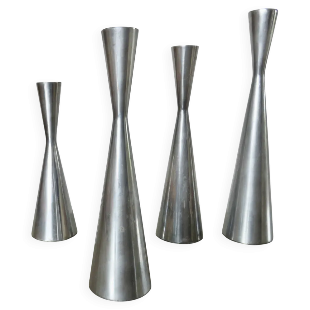 Série de 4 bougeoirs "göta" Erika Pekkari pour Ikea, fonte d'aluminium 1990