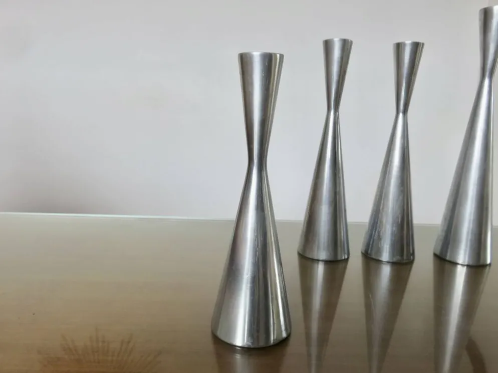 Série de 4 bougeoirs "göta" Erika Pekkari pour Ikea, fonte d'aluminium 1990