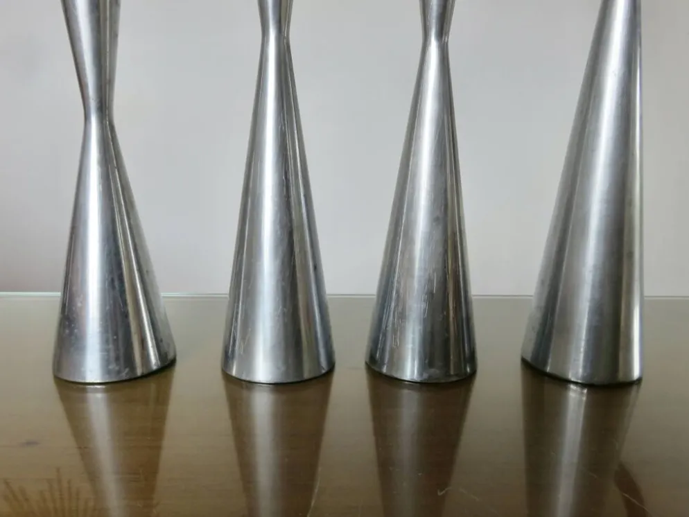 Série de 4 bougeoirs "göta" Erika Pekkari pour Ikea, fonte d'aluminium 1990