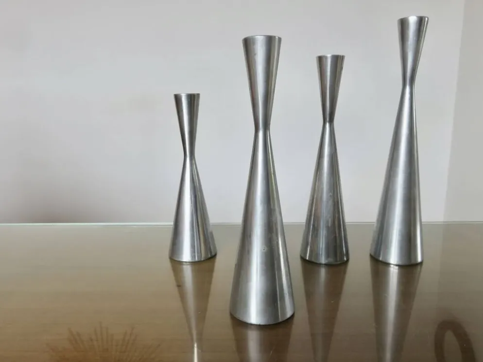 Série de 4 bougeoirs "göta" Erika Pekkari pour Ikea, fonte d'aluminium 1990