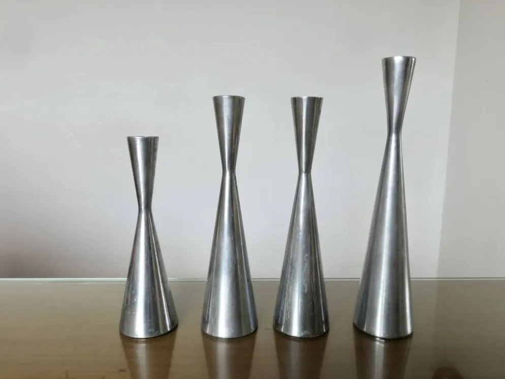 Série de 4 bougeoirs "göta" Erika Pekkari pour Ikea, fonte d'aluminium 1990