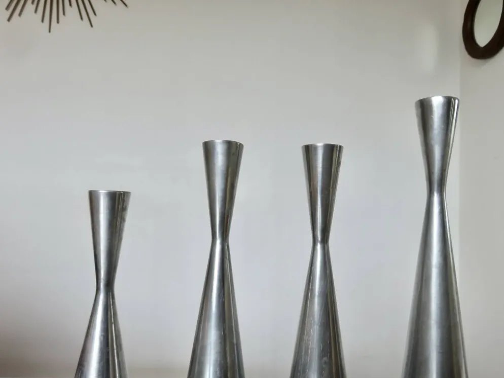 Série de 4 bougeoirs "göta" Erika Pekkari pour Ikea, fonte d'aluminium 1990