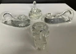 Série de 4 bougeoirs Schneider France en cristal années 70