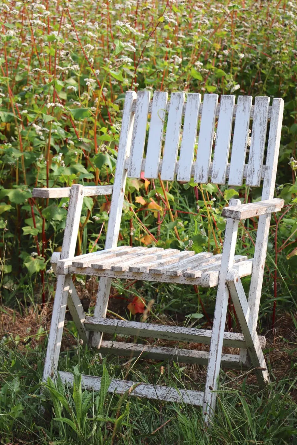 Série de 4 fauteuils de jardin pliants en bois latté – Design 1940