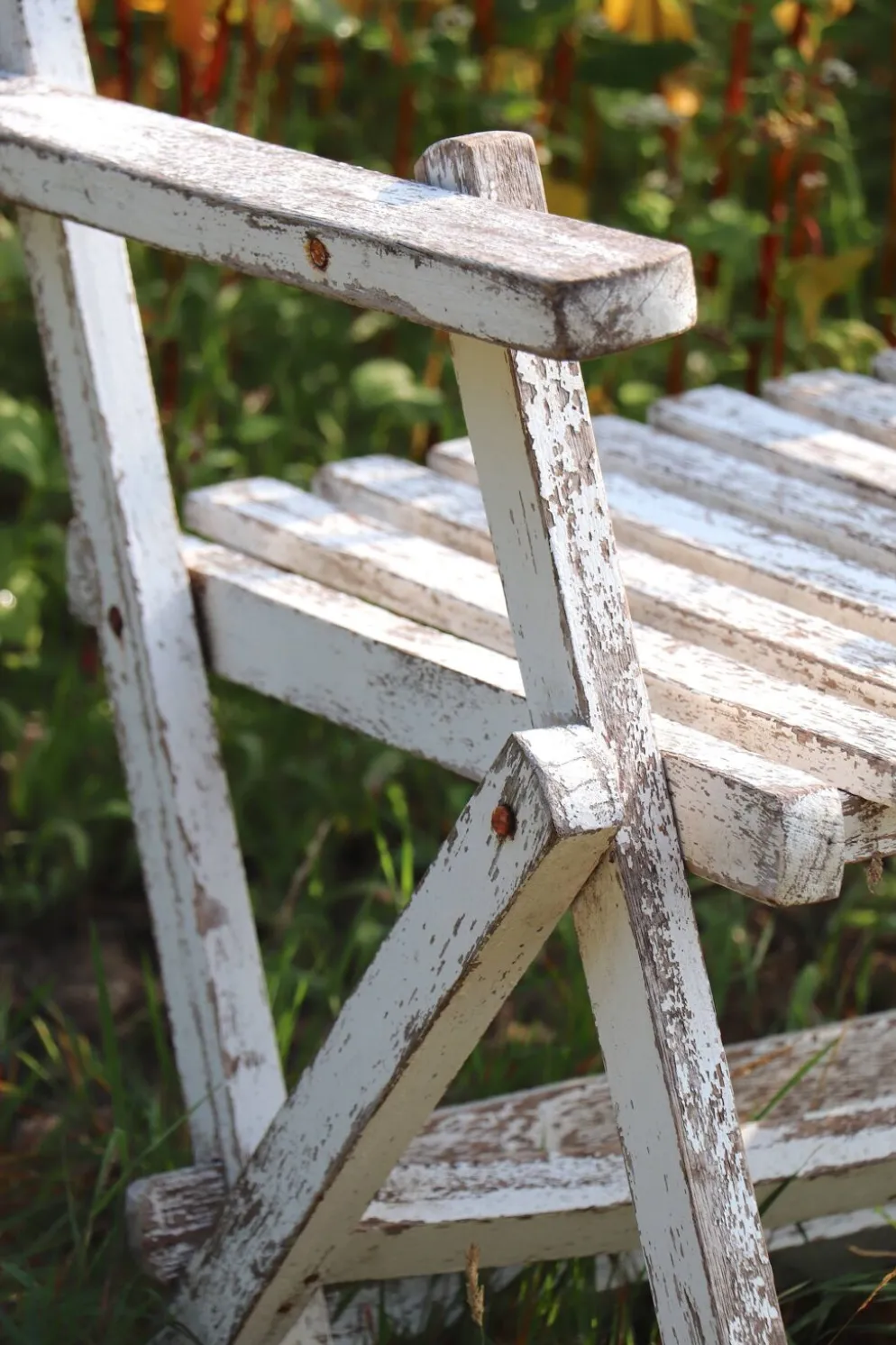 Série de 4 fauteuils de jardin pliants en bois latté – Design 1940