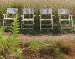 Série de 4 fauteuils de jardin pliants en bois latté – Design 1940