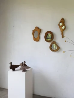 Série de trois bougeoirs oiseaux brutalistes Folk Art