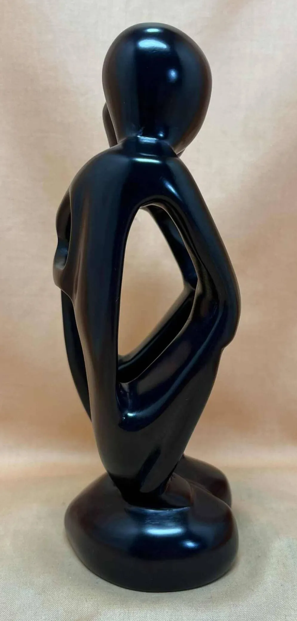 Statue africaine en stéatite représentant 2 amoureux, fabriquée au Kenya et