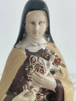 Statue ancienne de Sainte Thérèse de Lisieux, Figurine religieuse en plâtre