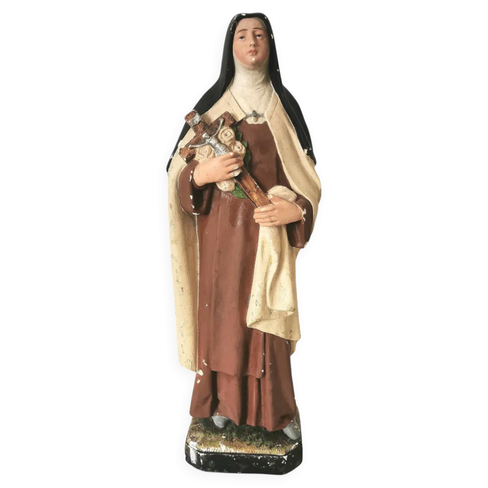statue religieuse de sainte thérèse de lisieux en plâtre peint