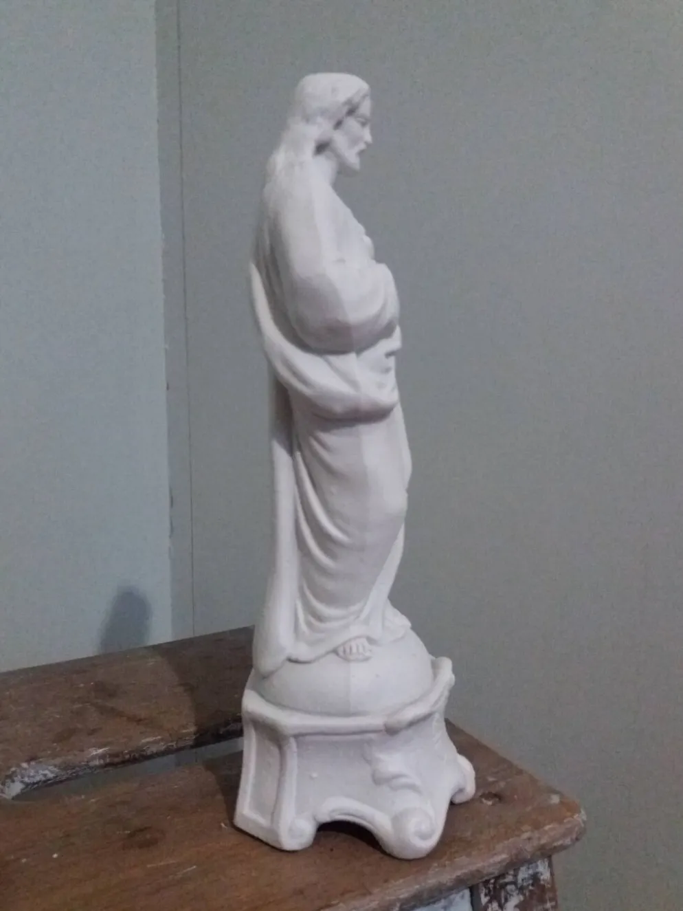 Statue religieuse, Jésus Christ en biscuit de Mauger et Pezé