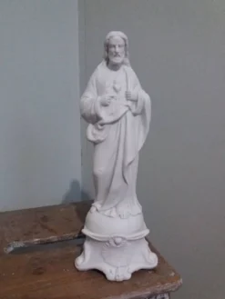 Statue religieuse, Jésus Christ en biscuit de Mauger et Pezé