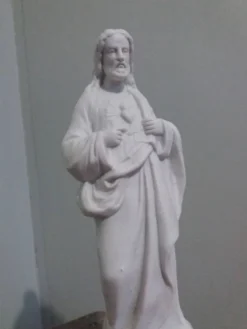 Statue religieuse, Jésus Christ en biscuit de Mauger et Pezé