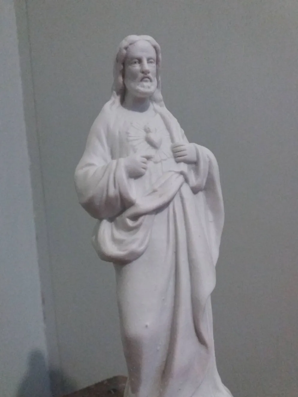 Statue religieuse, Jésus Christ en biscuit de Mauger et Pezé