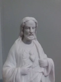 Statue religieuse, Jésus Christ en biscuit de Mauger et Pezé