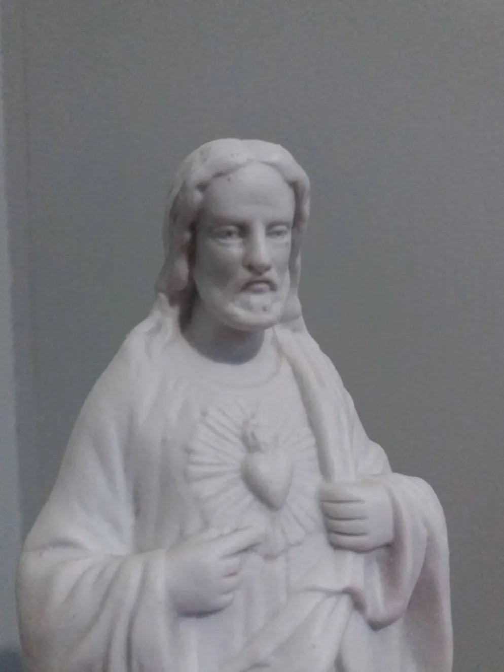 Statue religieuse, Jésus Christ en biscuit de Mauger et Pezé